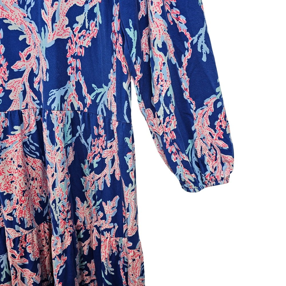 Lilly Pulitzer TRACI LONG SLEEVE DRESS Borealis Blue Swim on Over Size Medium - Picture 6 of 11